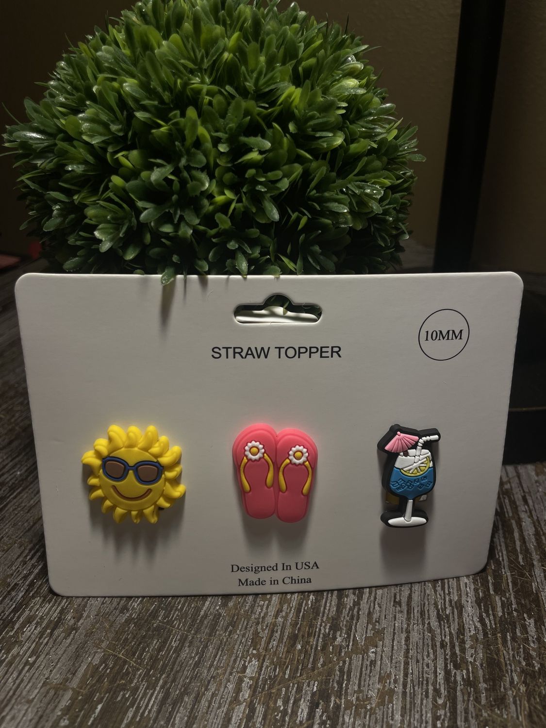 Set of 3 Summer Themed Straw Toppers