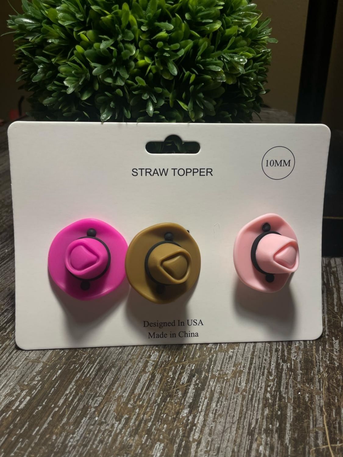 Set Of 3 Cowboy Hat Straw Toppers