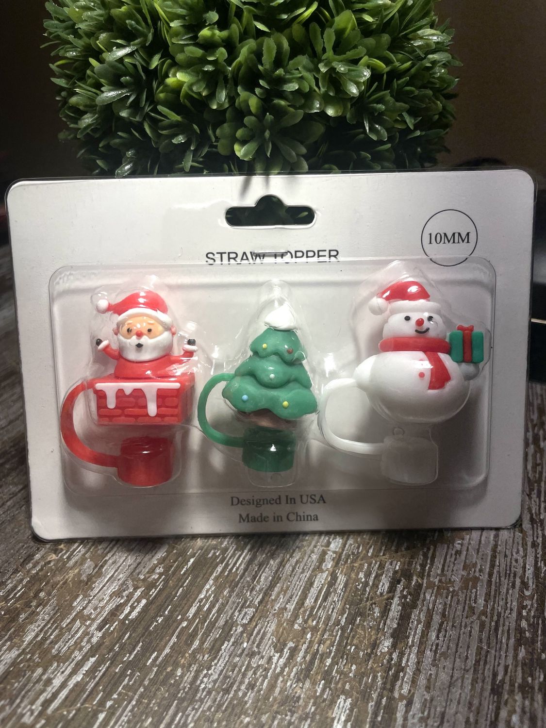 Set of 3 Christmas Themed Straw Toppers