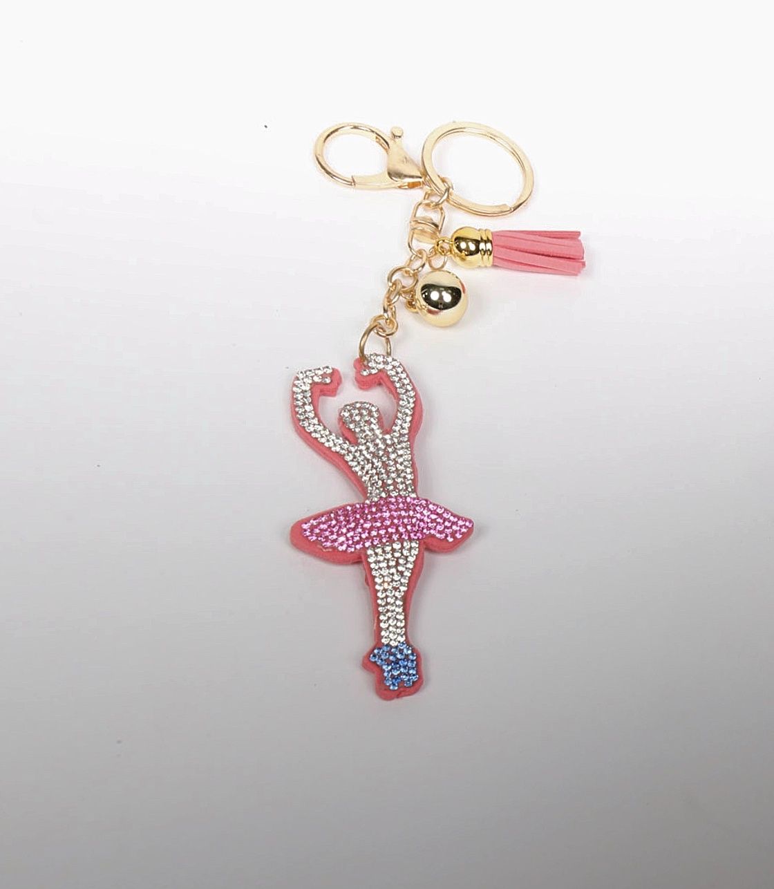 Pink Rhinestoned Ballet Dancer Keychain