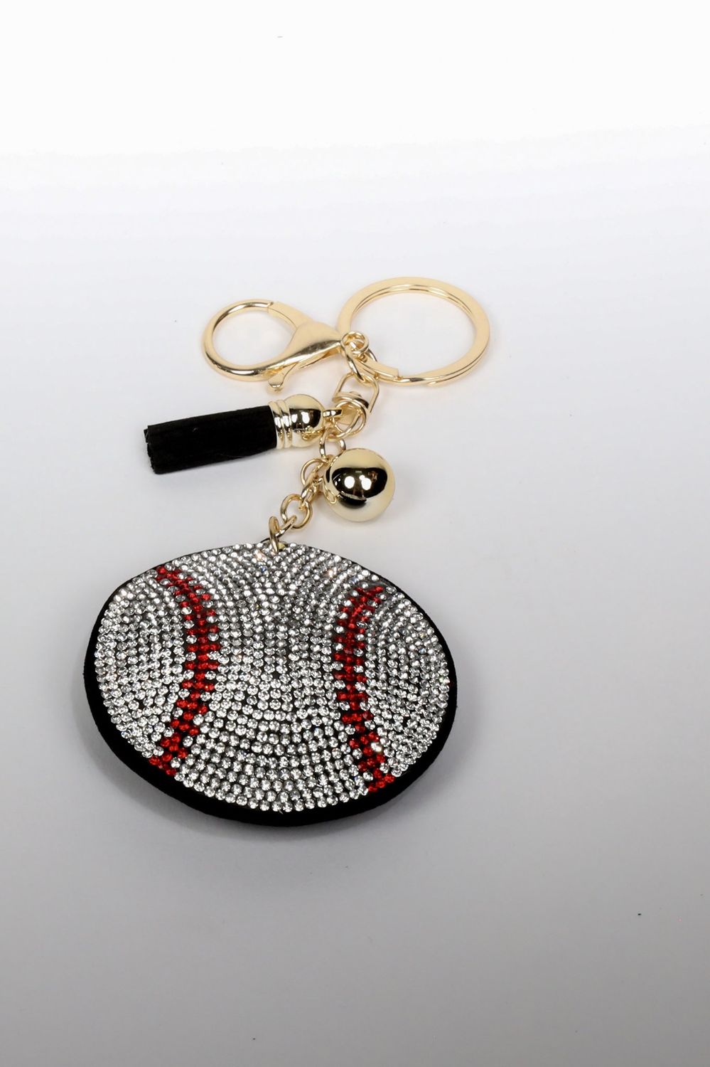 Rhinestoned Baseball Keychain