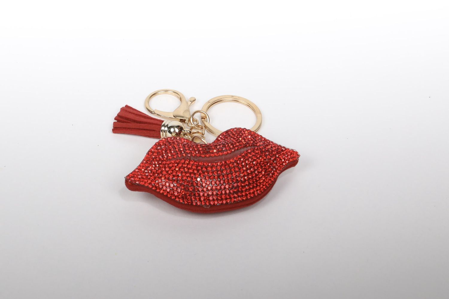 Rhinestoned Red Lip Keychain