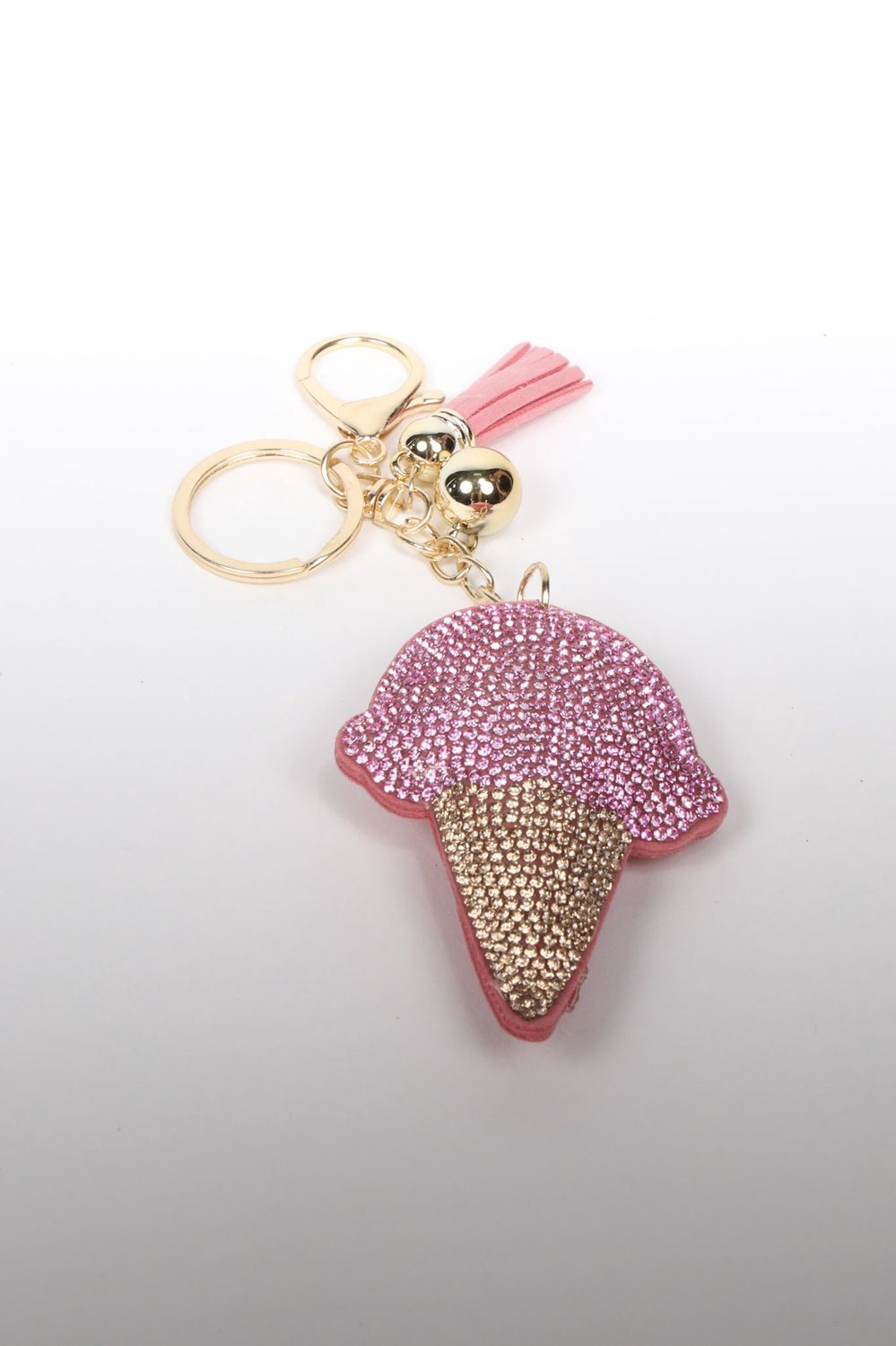 Rhinestoned Pink Ice Cream Cone Keychain