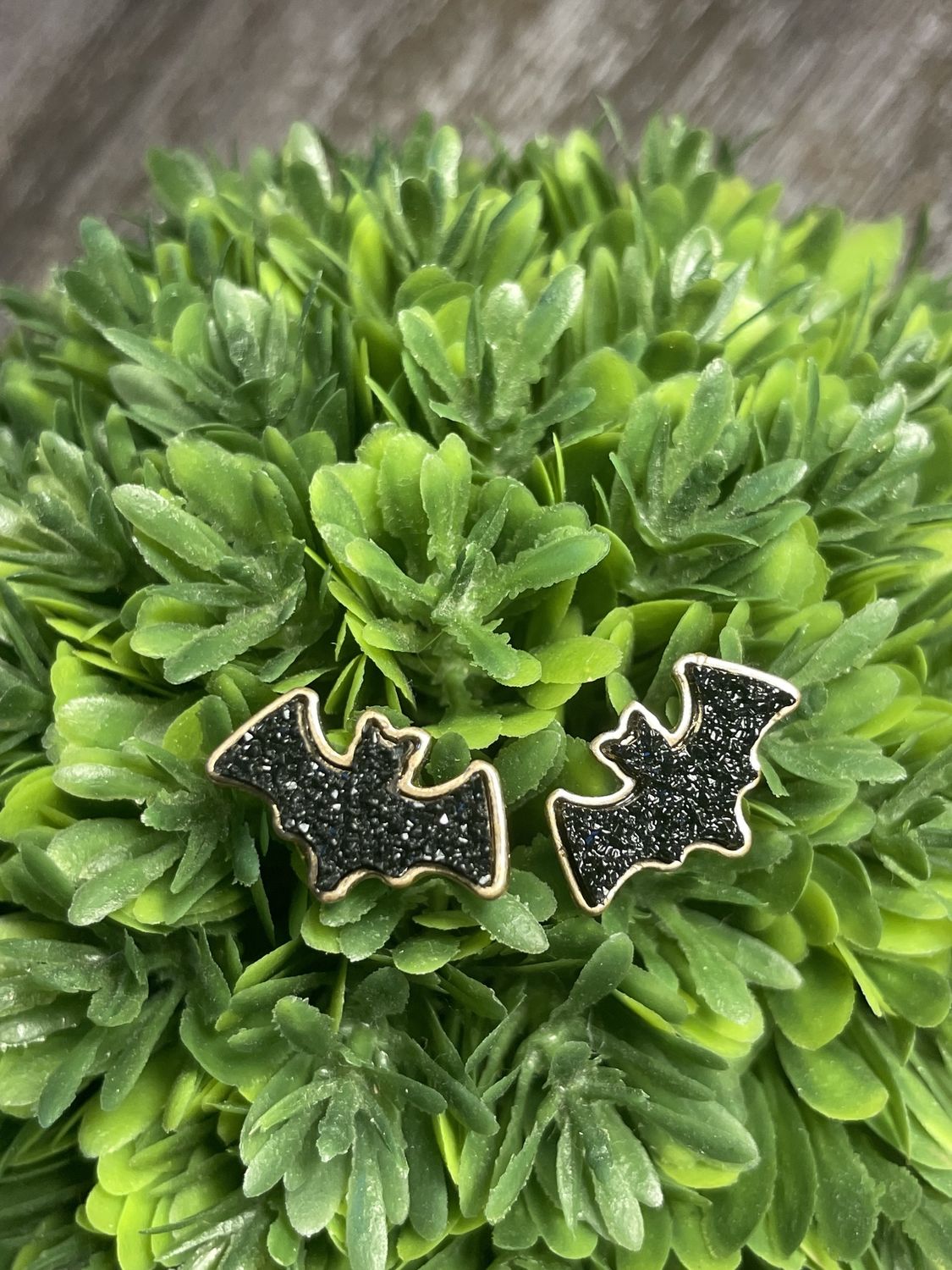 Druzy Bat Stud Earrings