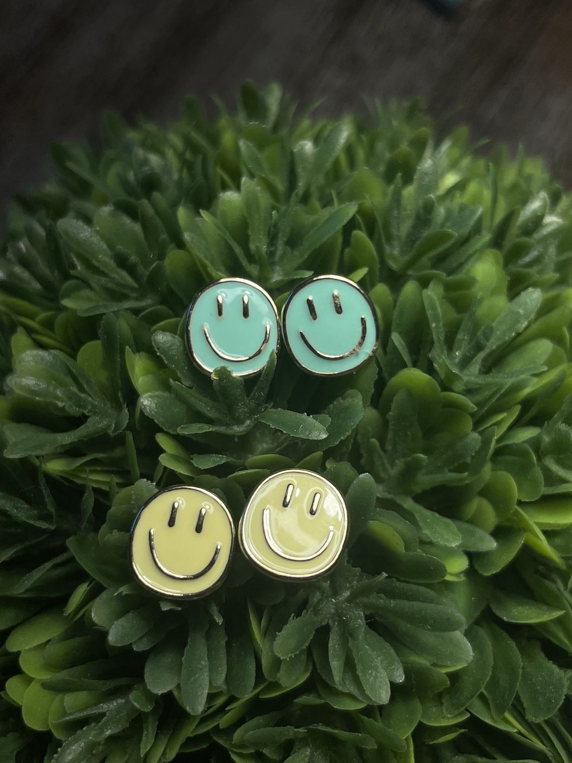 Epoxy Smiley Face Stud Earrings