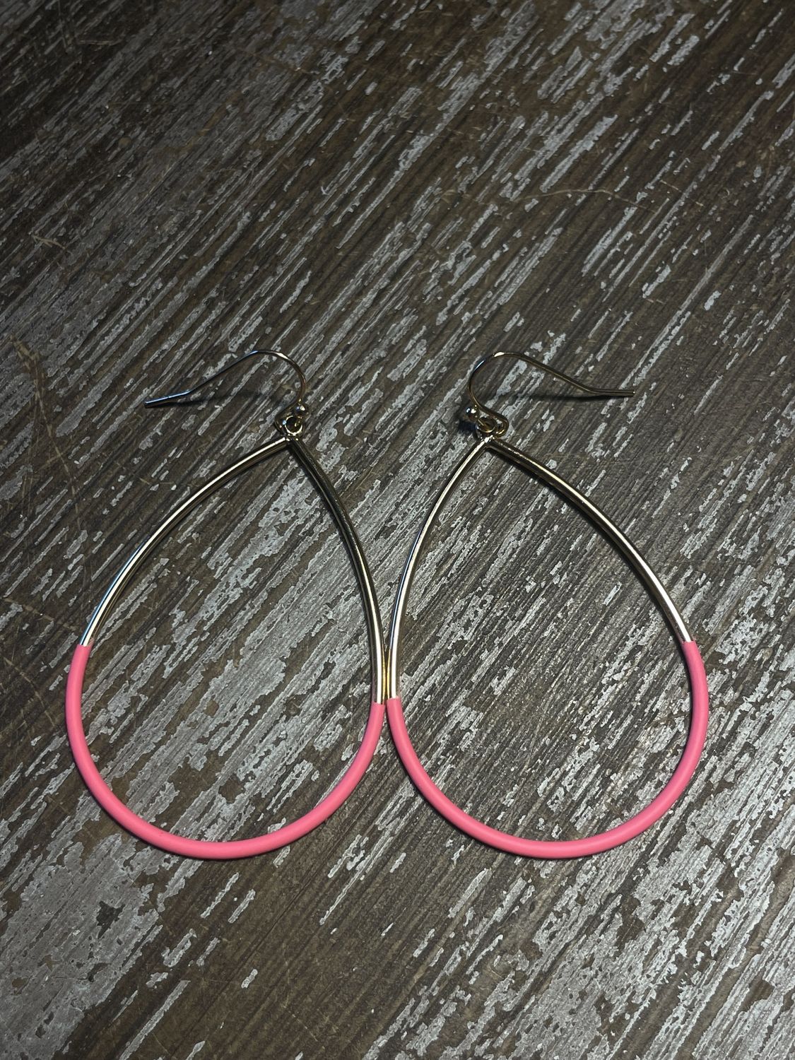 Pink 1/2 Coated Teardrop Earrings