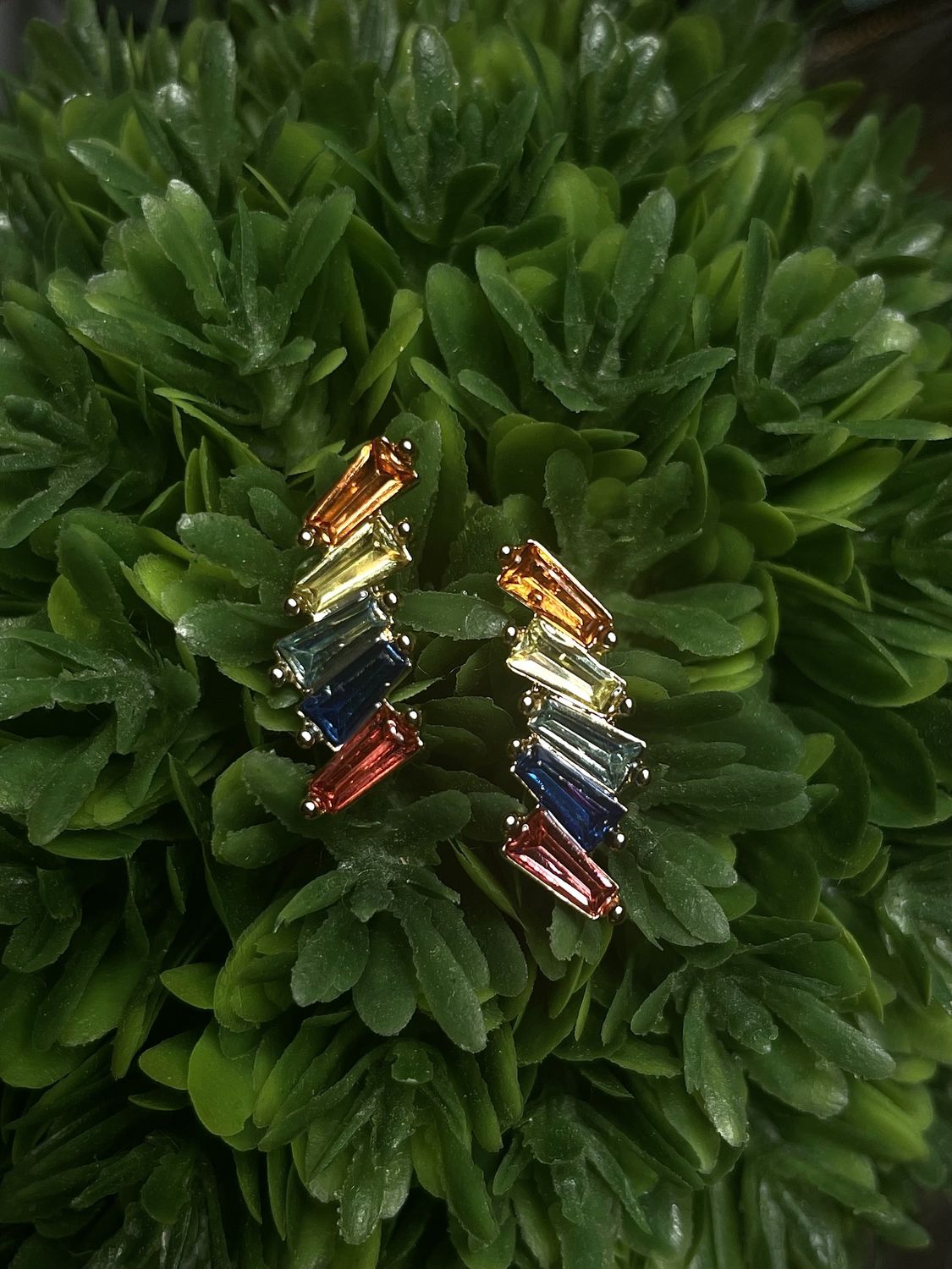 Crystal Linked Bar Earrings