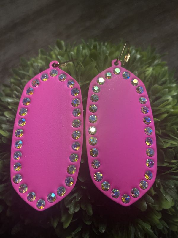 Fuchsia Coated Oval Earrings