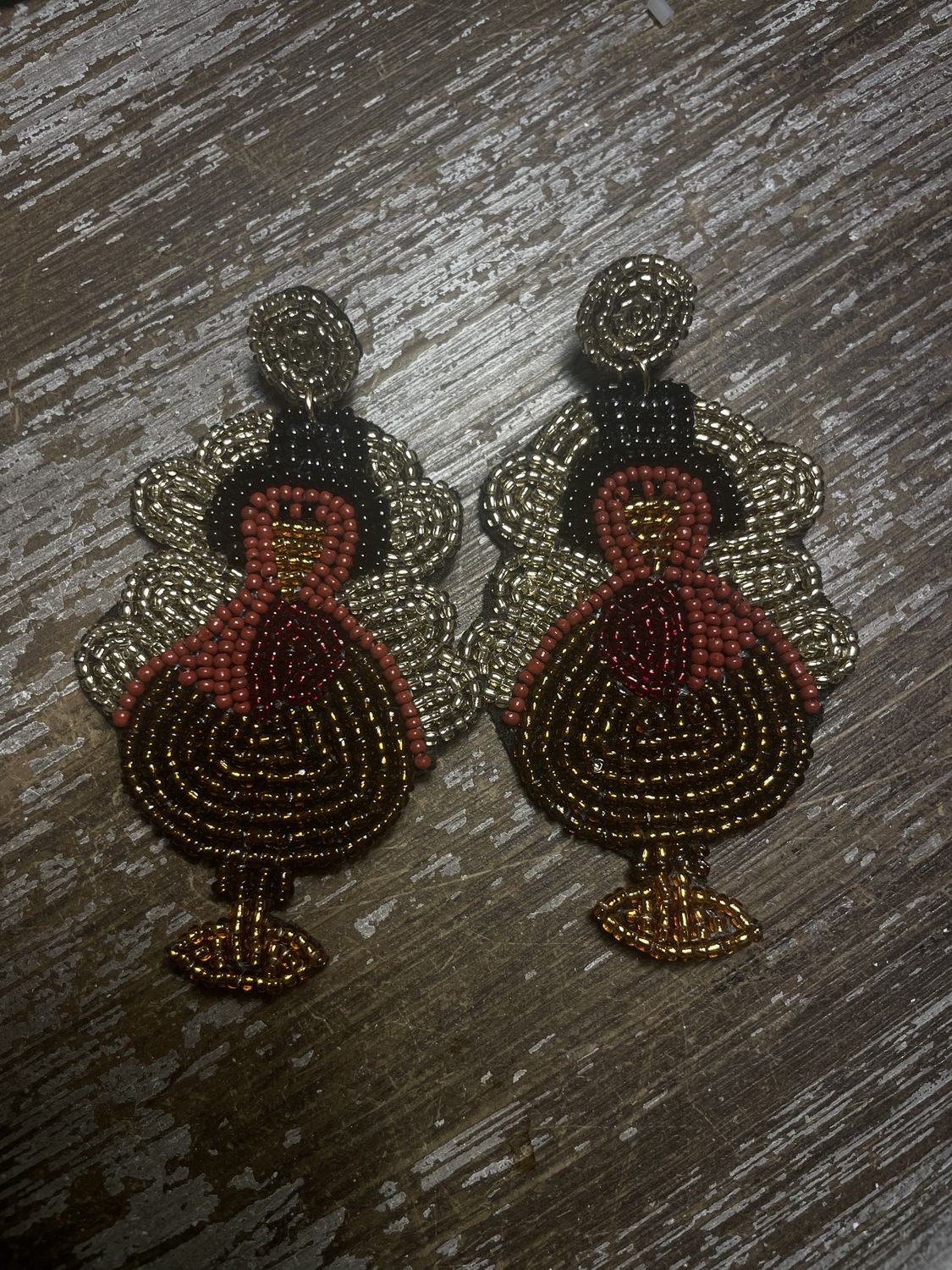 Gold Turkey Beaded Earrings