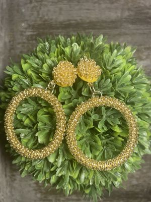 Gold Beaded Circle Earrings