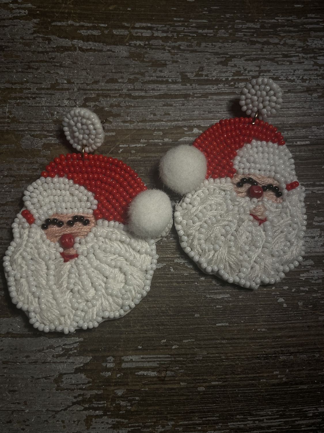 Beaded Santa Earrings