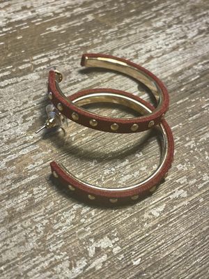 Burgundy Dot Station Leather Hoops