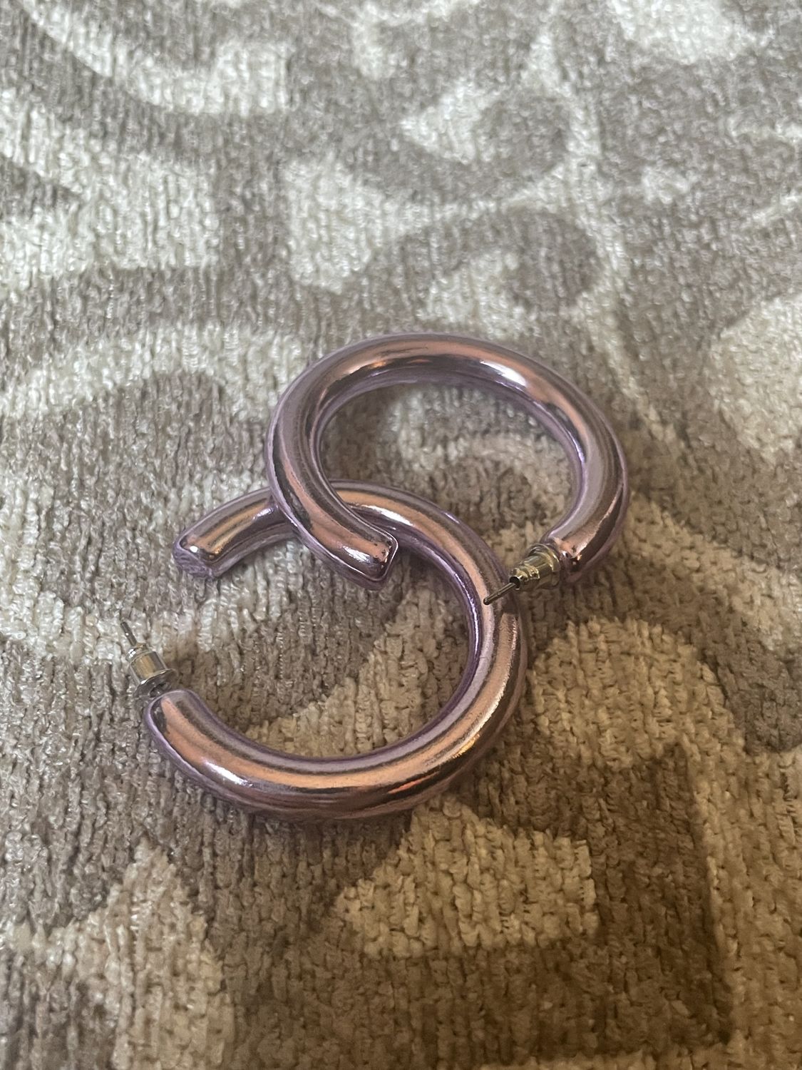Metallic Neon Purple Hoop Earrings