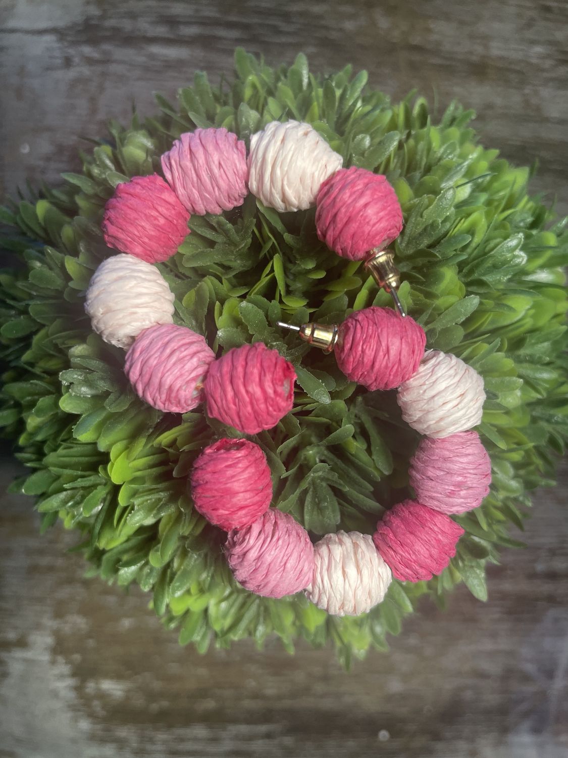 Lt Pink/Lt Purple Wick Beaded Hoop Earrings