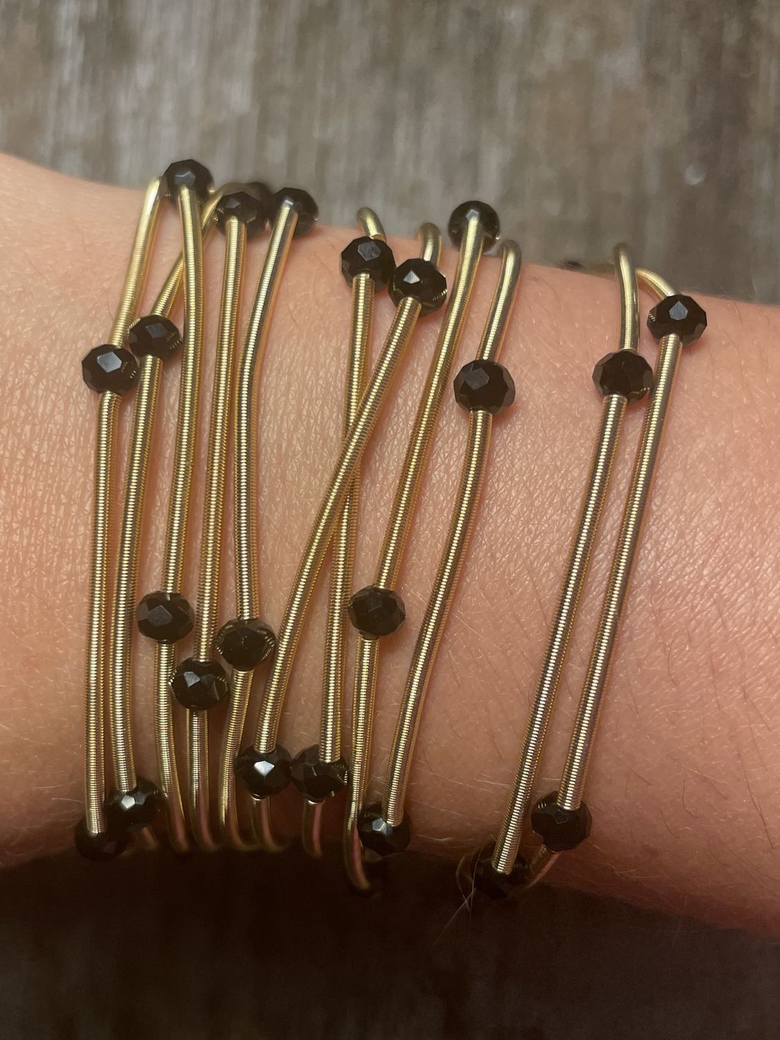 Set Of 12 Bracelets Gold With Rhinestone Balls