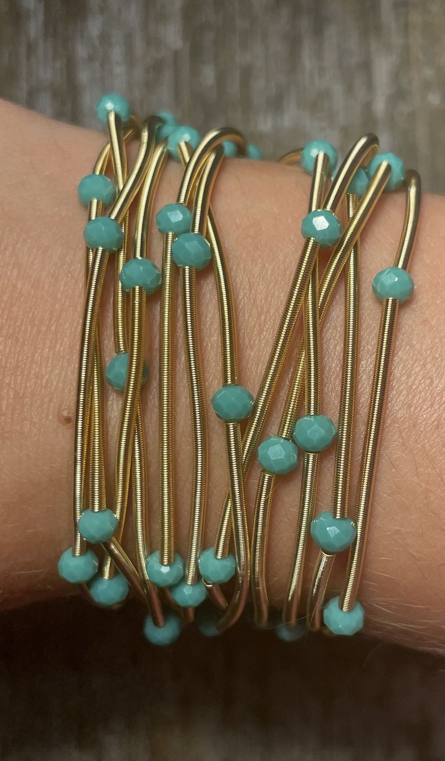 Set Of 12 Bracelets Gold With Rhinestone Balls