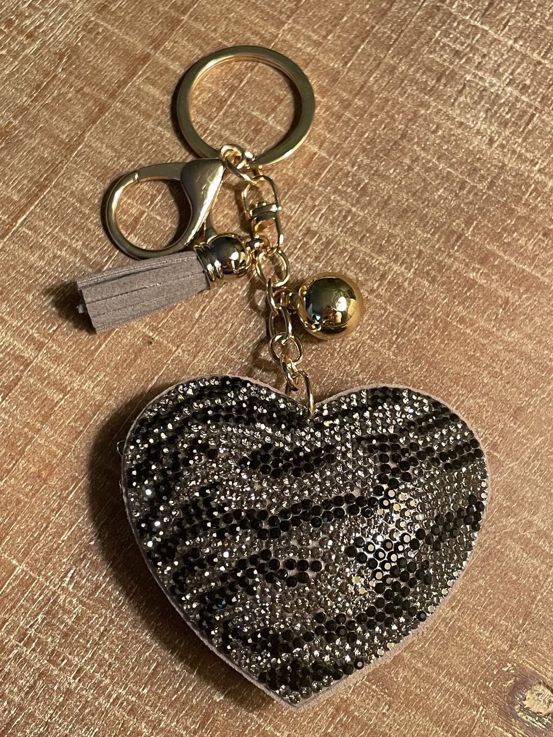 Rhinestone Cheetah Print Keychain