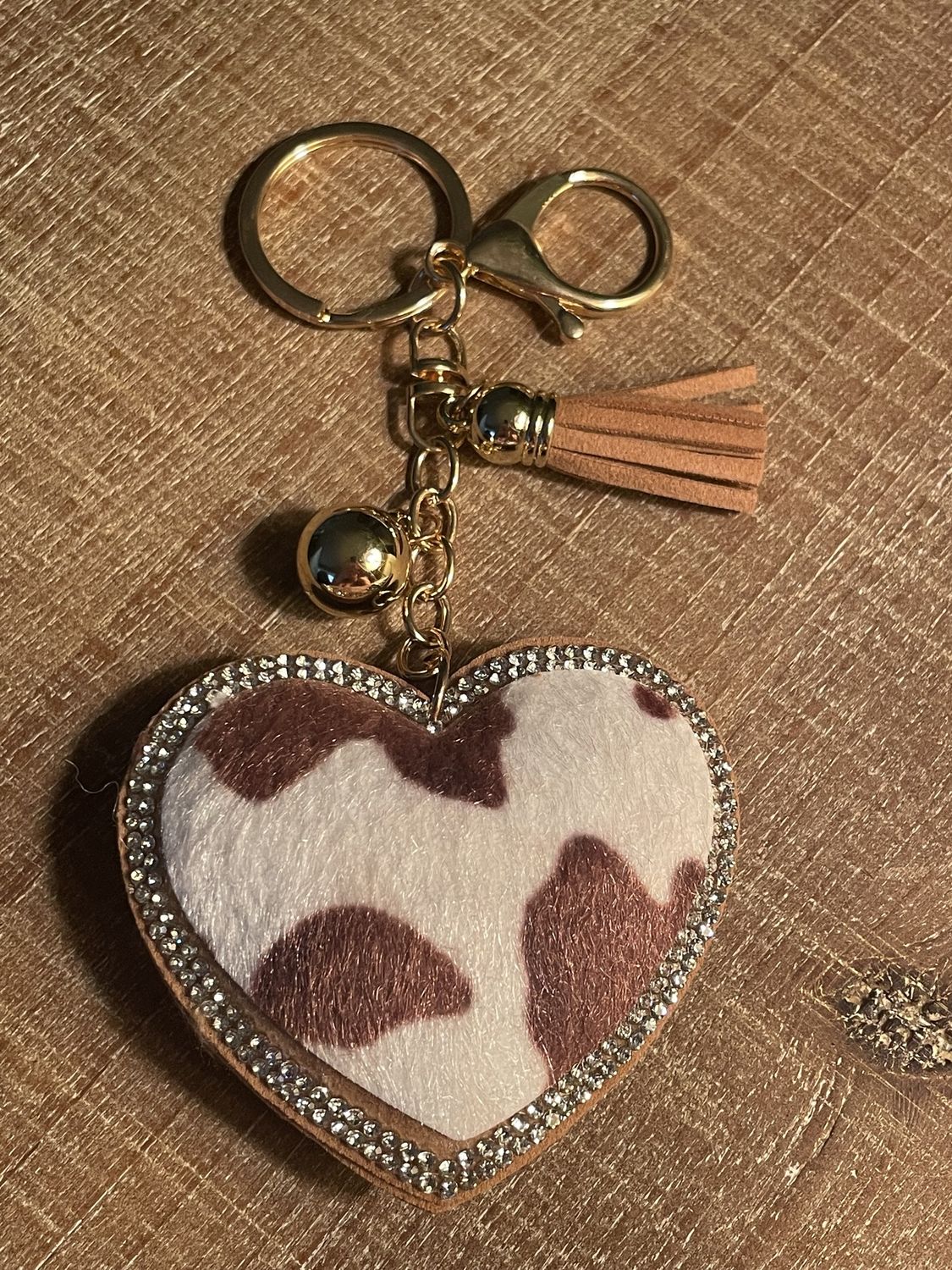 Rhinestone Cow Print Keychain