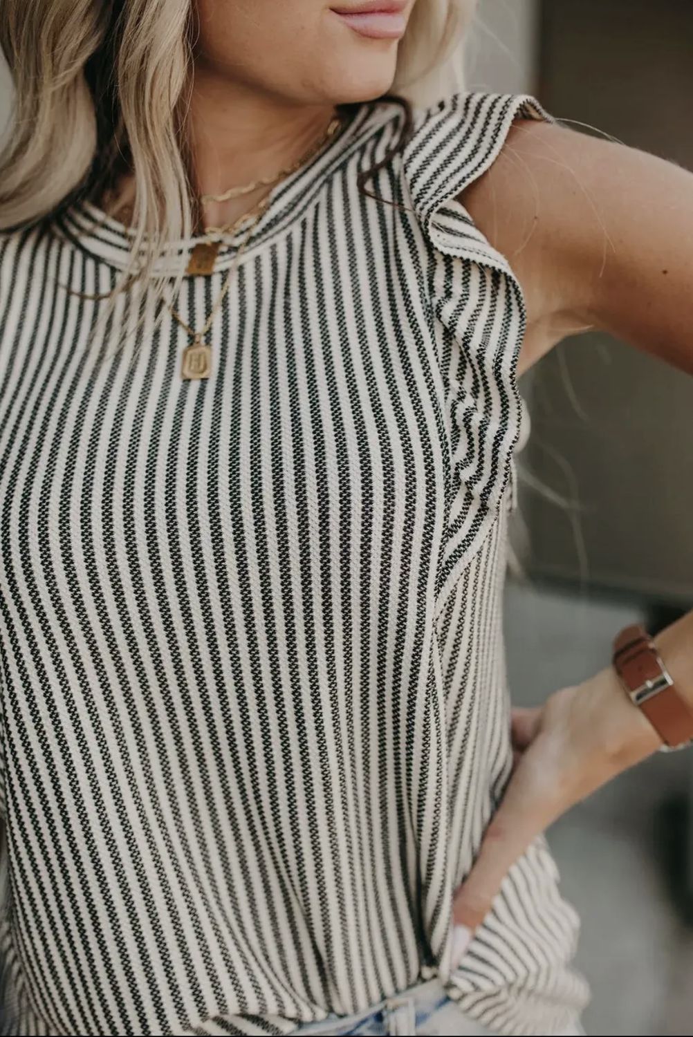 Geometric Black and Nude Blouse