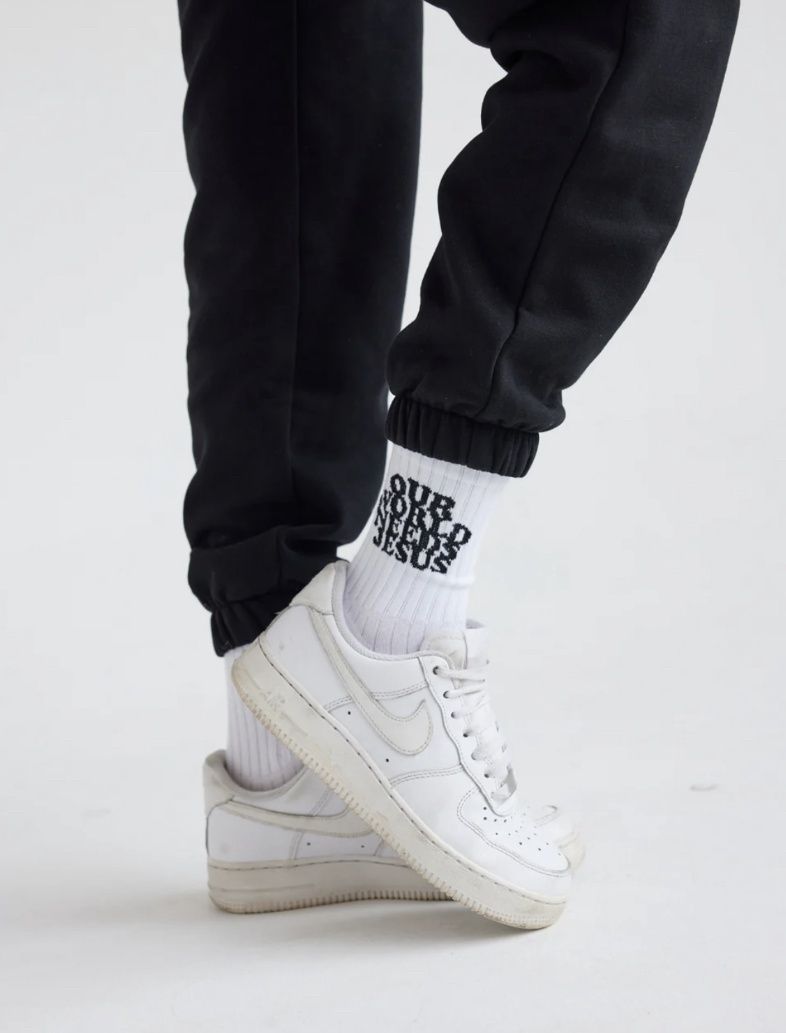 &#39;Our World Needs Jesus&#39; Socks