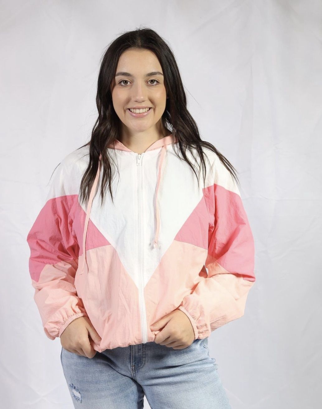 Pink Color block Windbreaker