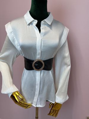 Ruffle Detail White Top