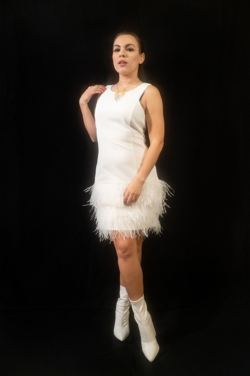 Feather White Dress