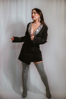 Sequin Collar Blazer Dress