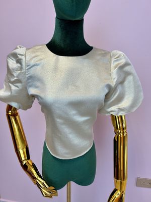 Bubble Sleeve Crop Top