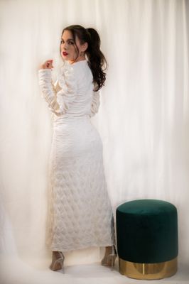 Ruched Cream Midi Cream
