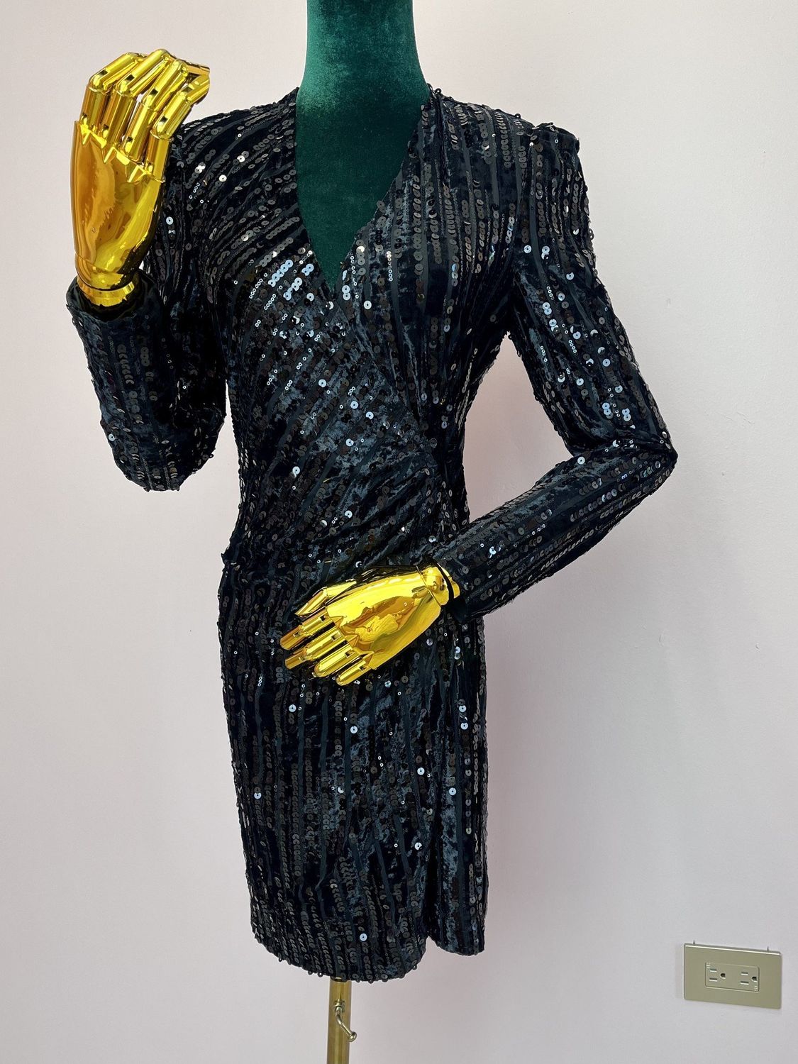 Velvet Sequin Black Dress
