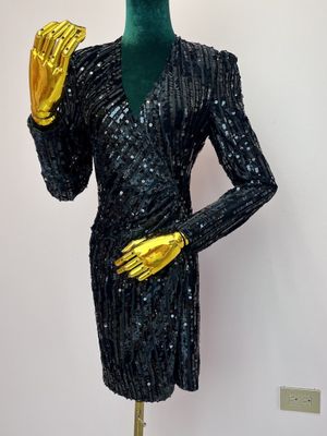 Velvet Sequin Black Dress