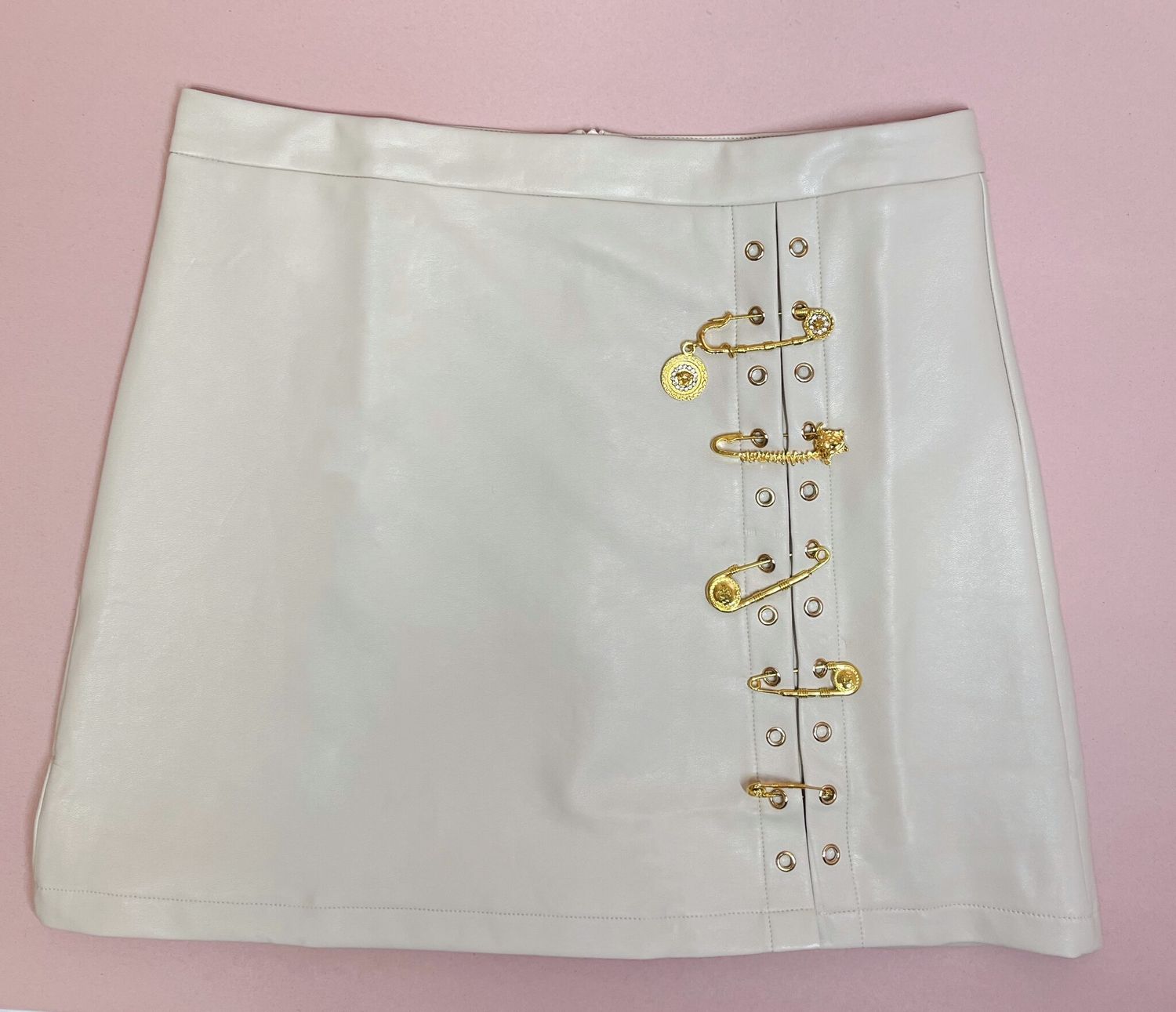 Pin Me Down Faux Leather Skirt