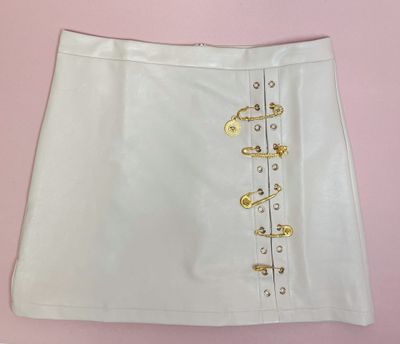 Pin Me Down Faux Leather Skirt