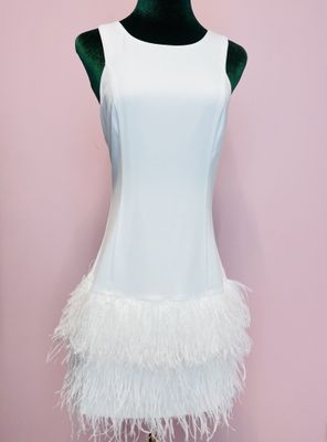 Feather White Dress