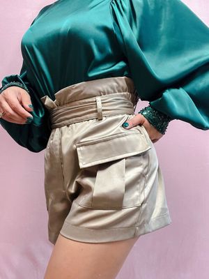 Satin Taupe Shorts
