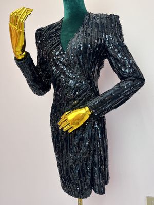 Velvet Sequin Black Dress