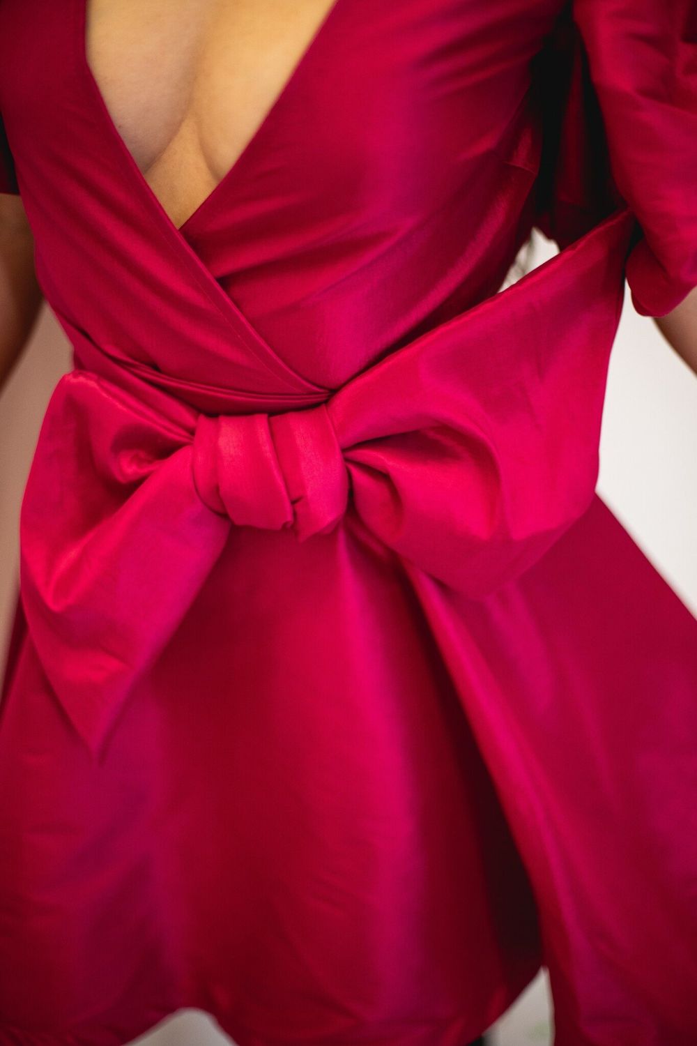 Puff Sleeve Dress, Color: Fuchsia, Size: Small