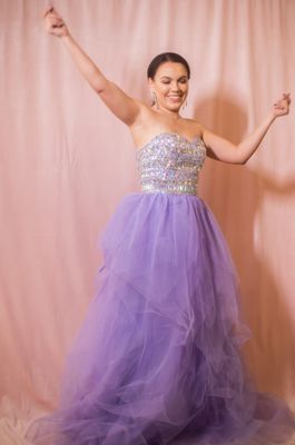 Tulle Layered Dress, Color: Lilac, Size: XSmall