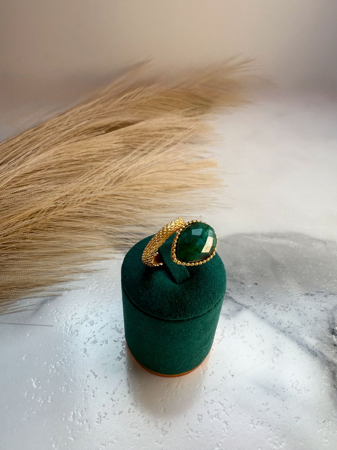 Emerald Twist Ring
