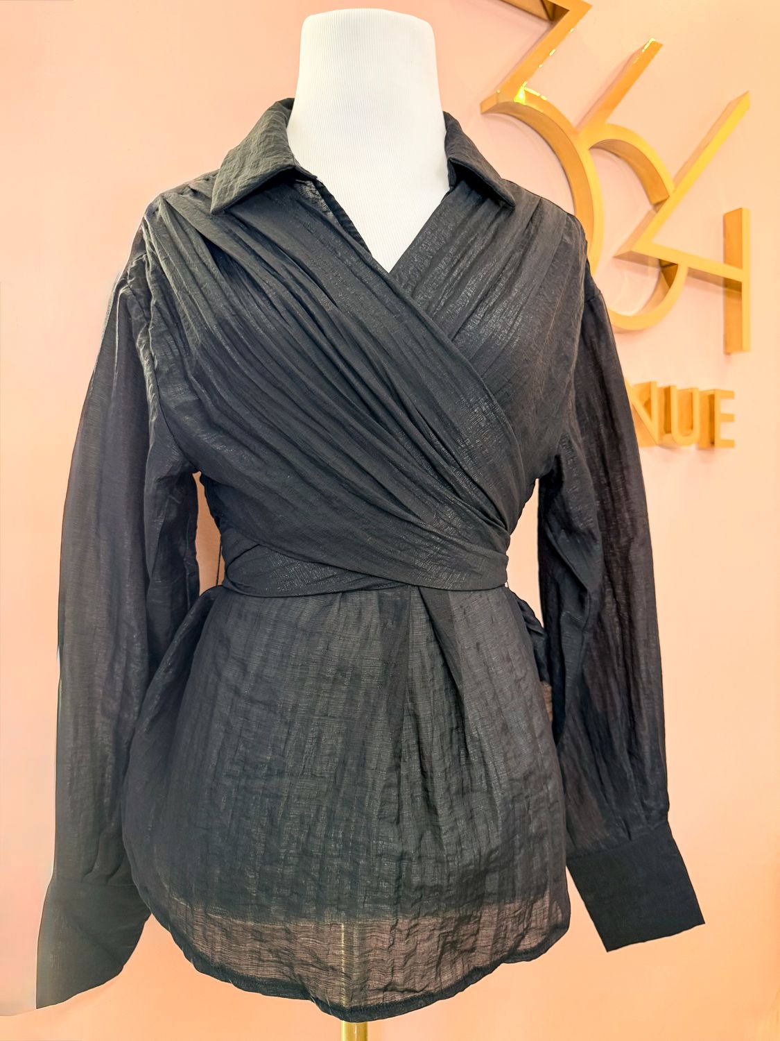 Sheer Intention Wrap Blouse