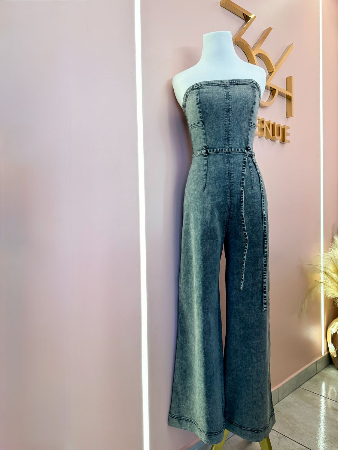 Defined Line Denim Jumpsuit