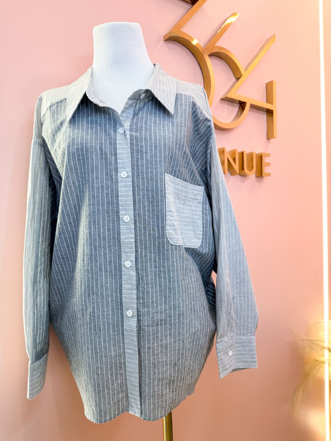 Dual Stripe Button Down Top