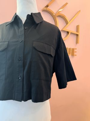Button down black top