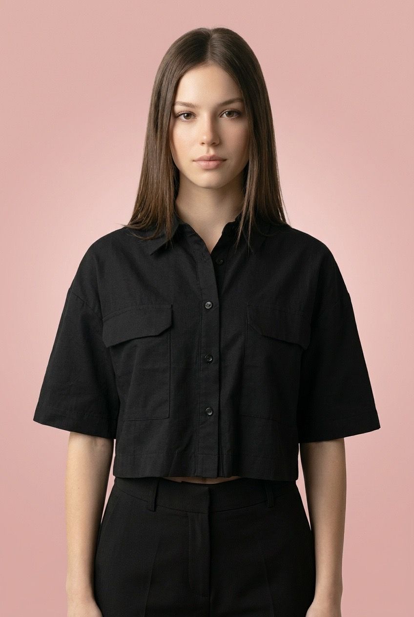 Button down black top