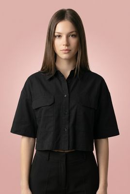 Button down black top