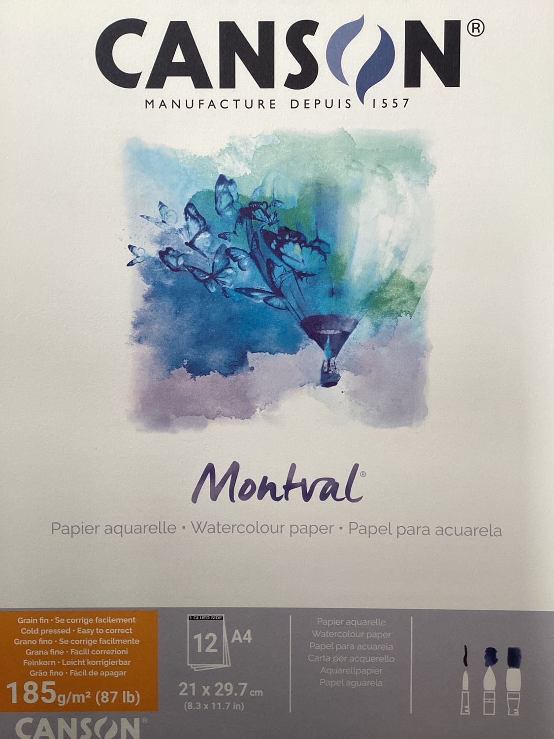 Canson MONTVAL CP WATERCOLOUR PAD 185gsm A4