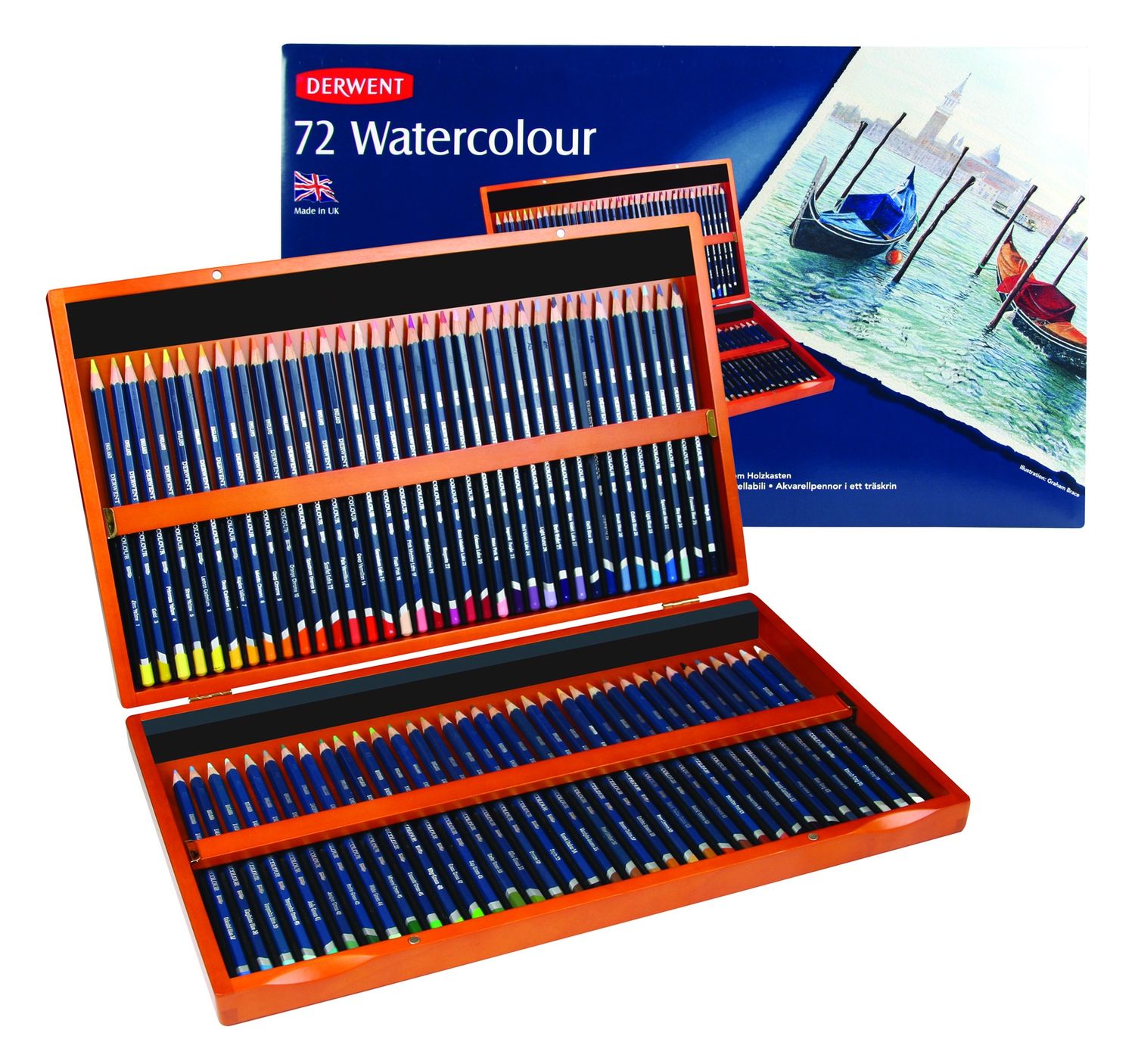 DERWENT WATERCOLOUR PENCILS SET 72 WOODEN