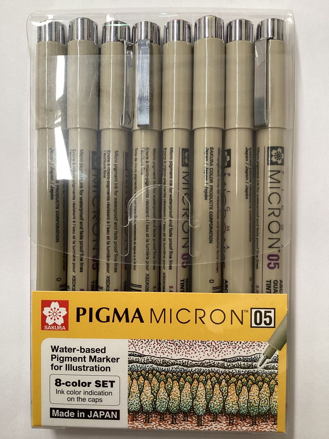 SAKURA PIGMA MICRON 05 PEN 8 COLOUR SET