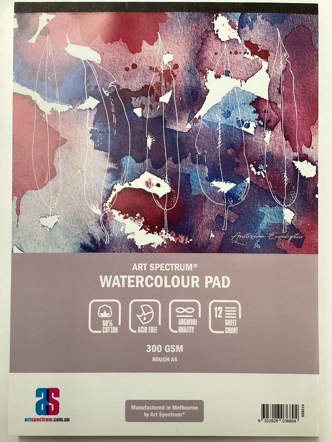 AS 60% COTTON WATERCOLOUR PAD 300 A4 ROUGH 12sheet